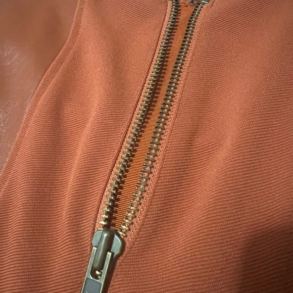 Rachel Zoe DRESS Lamb LeatherCap Short Sleeve- Women’s Size 6 Orange - Picture 6 of 13